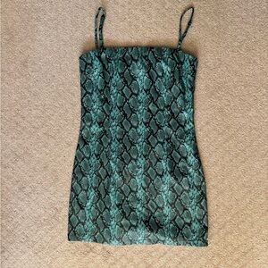 Tiger Mist Green Snake Print Mini Dress